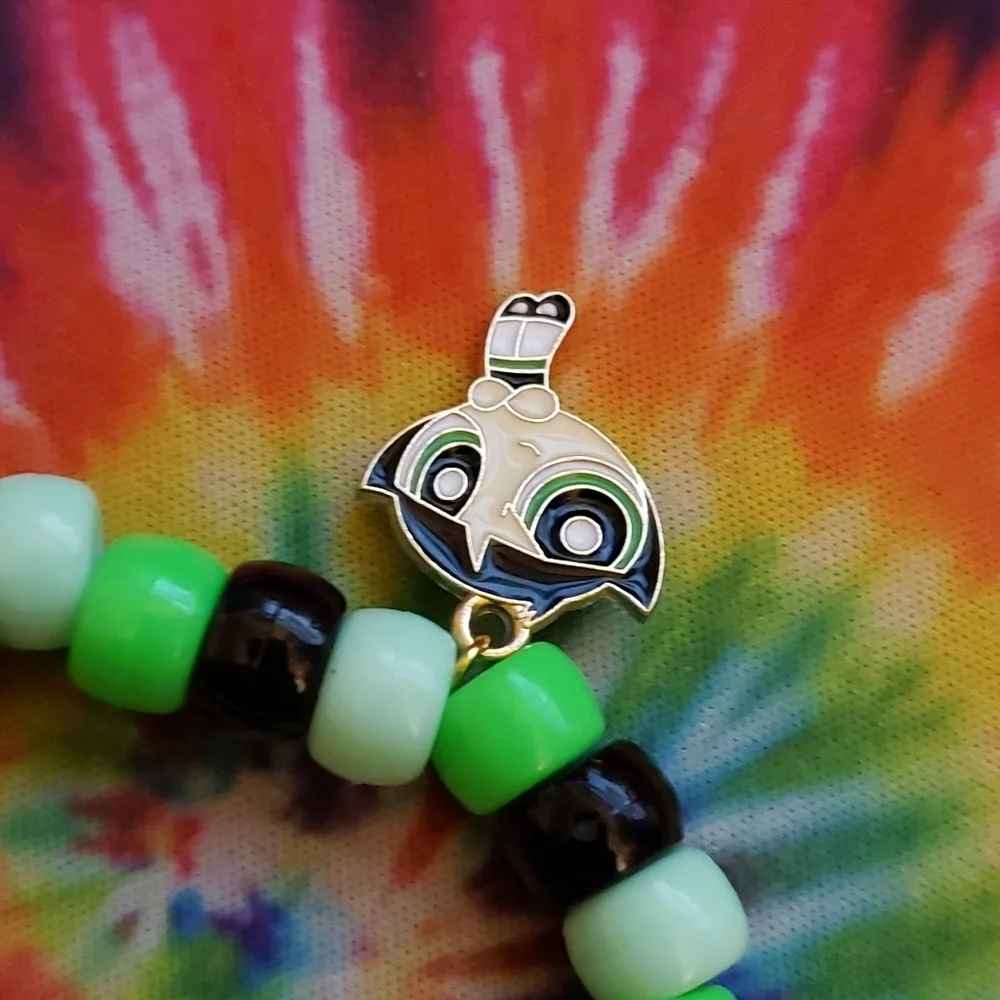 Handmade Beaded Powerpuff Girls Buttercup Kandi Bracelet